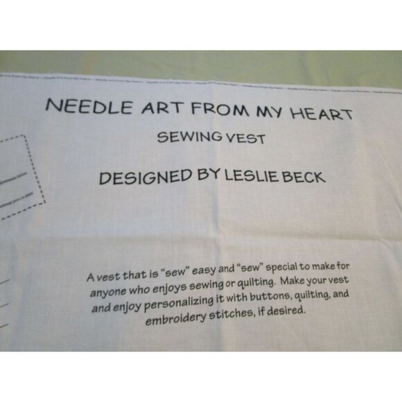 Vintage Country Needle Art From My Heart Sewing Vest Panel Kit Uncut Leslie Bec - Picture 2 of 9